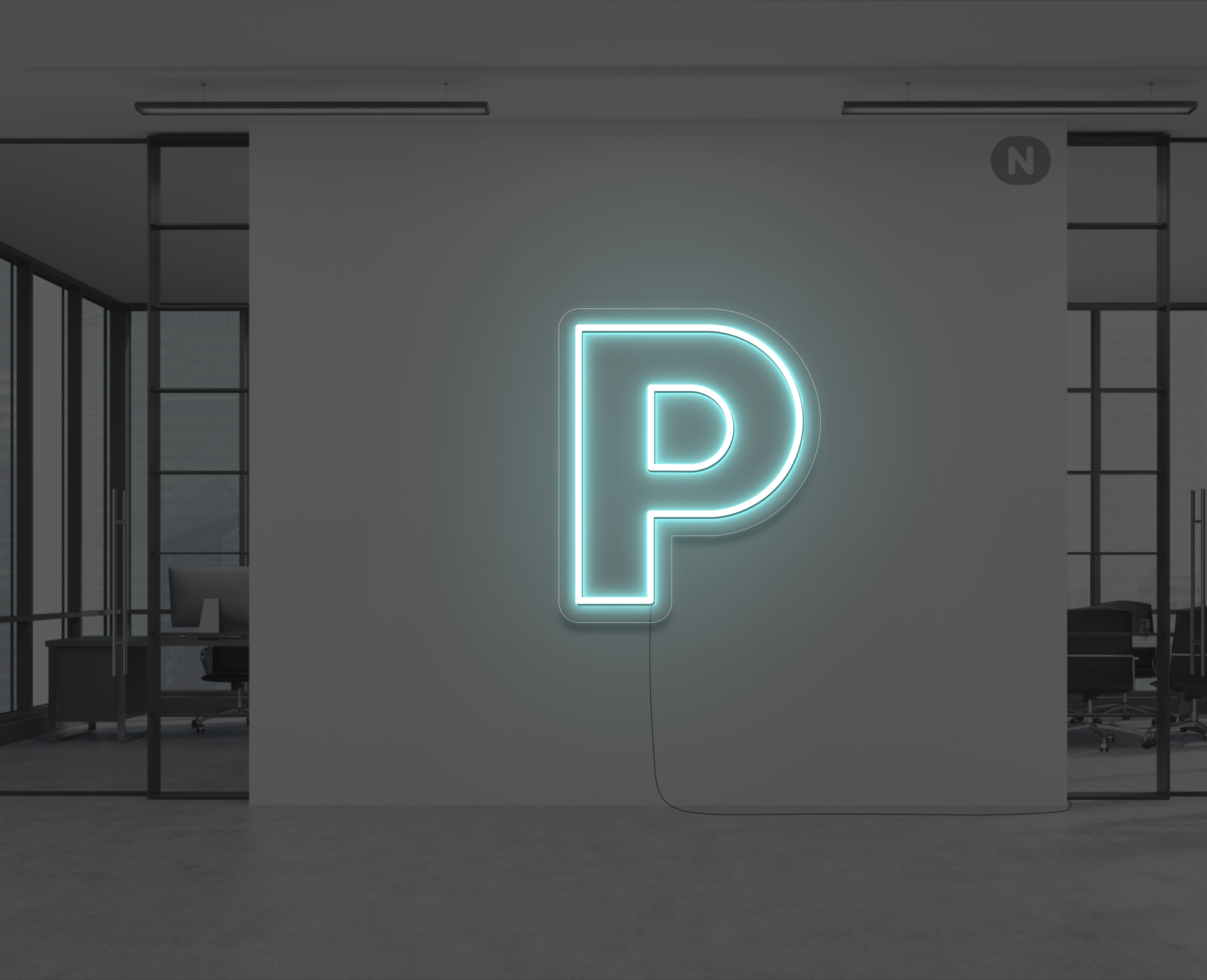 neon-letter-p-ijsblauw