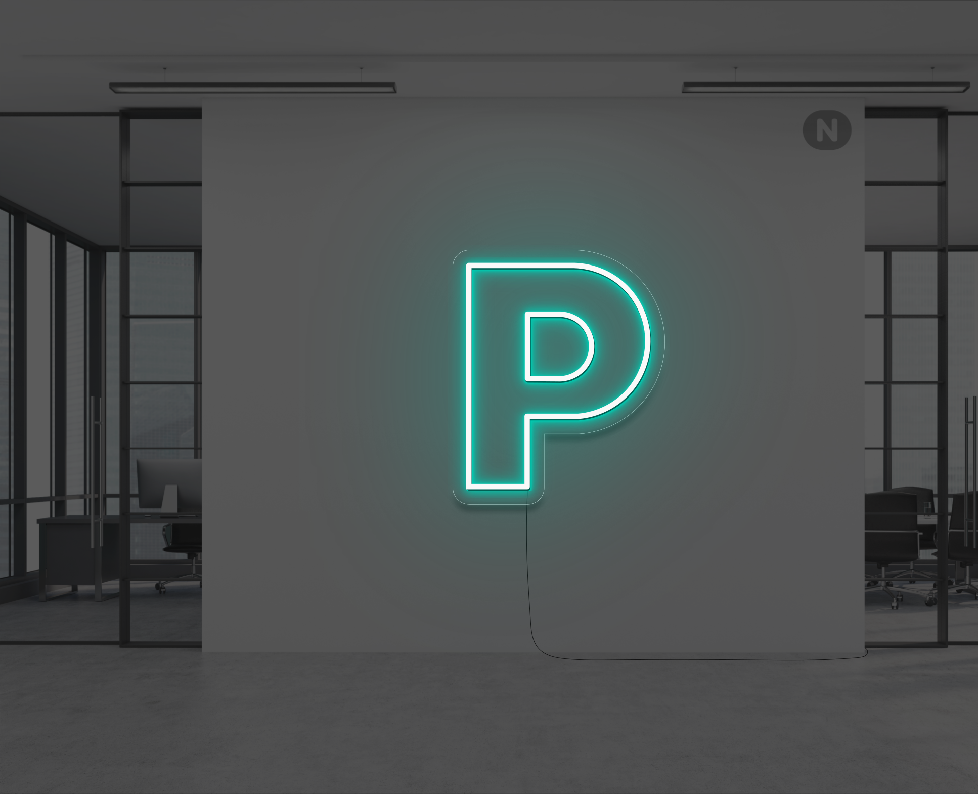 neon-letter-p-turquoise