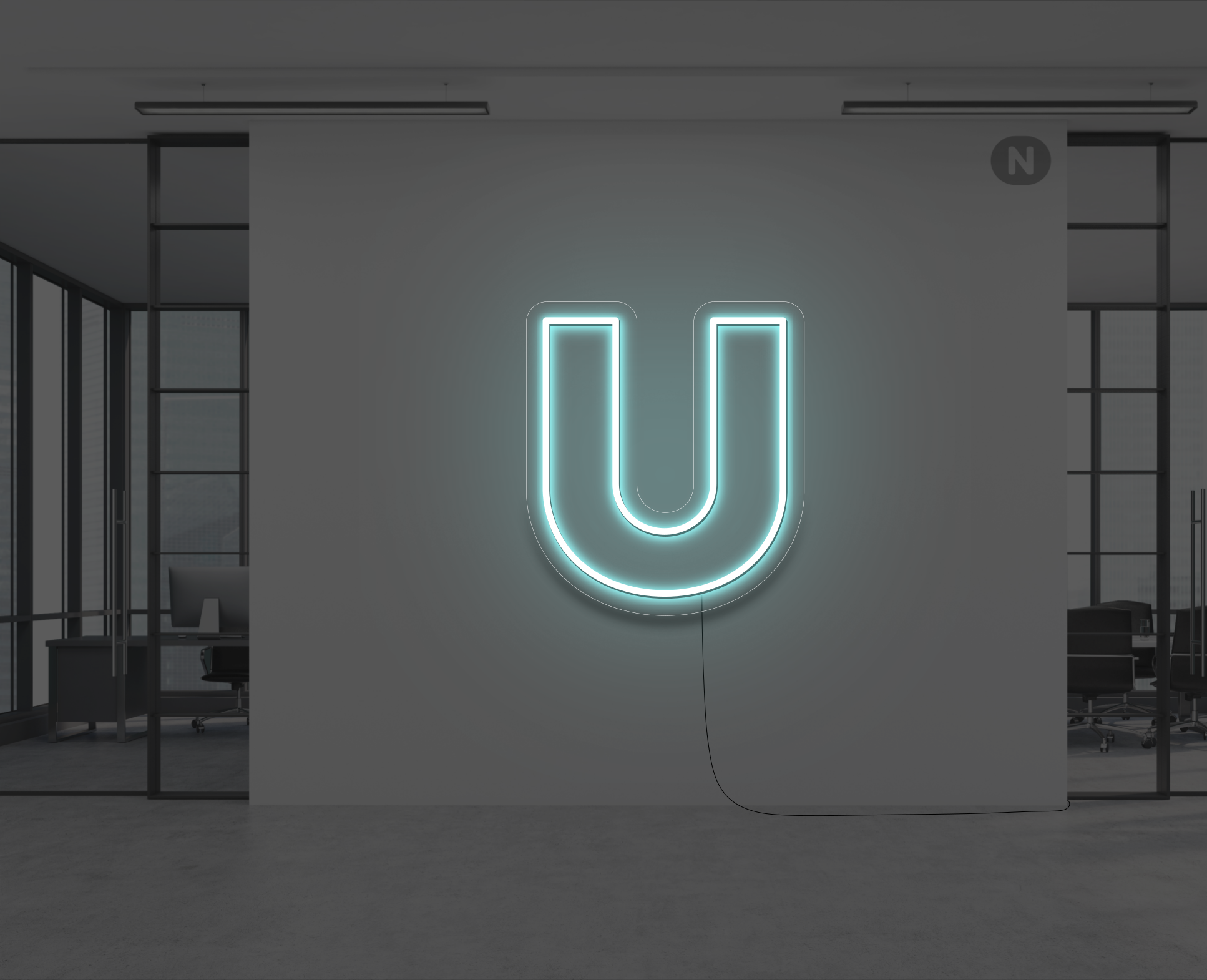 neon-letter-u-ijsblauw