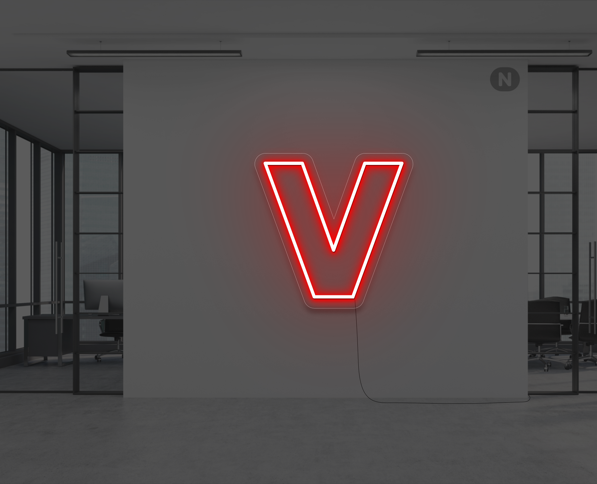 neon-letter-v-rood