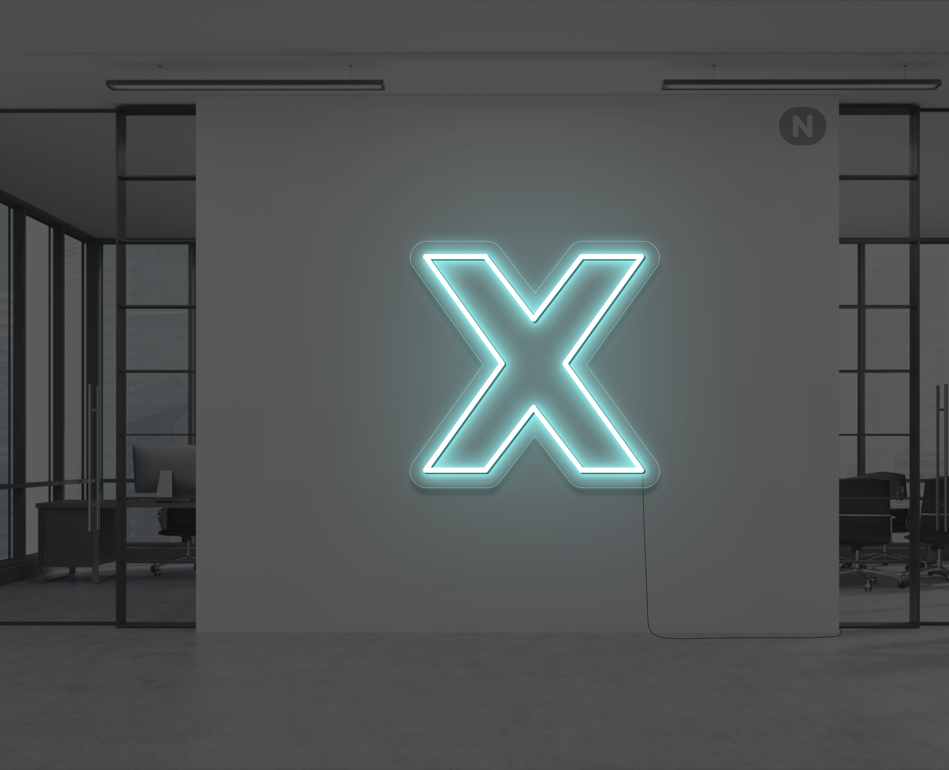 neon-letter-x-ijsblauw